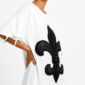 Fleur-de-Lis Strass Oversize Shirt Weiß mit Lilienwappen und hochwertigen Strassteinen