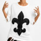 Fleur-de-Lis Strass Oversize Shirt Weiß mit Lilienwappen und hochwertigen Strassteinen