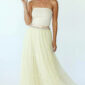 Gelbe Oversize Damen Tüllrock Maxi mit Perlendetails