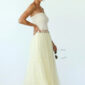 Gelbe Oversize Damen Tüllrock Maxi mit Perlendetails