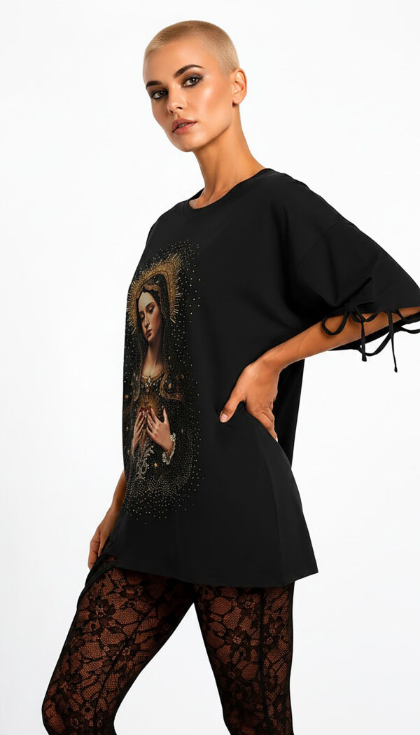 Heilige Maria Strass Oversize Shirt Großhandel Lot 2 Stück – Gothic Damen Longshirt Schwarz (2) Heilige Maria Strass Oversize Shirt Großhandel Lot 2 Stück – Gothic Damen Longshirt Schwarz (2)
