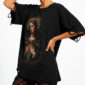 Heilige Maria Strass Oversize Shirt Schwarz mit sakralem Motiv und hochwertigen Strassteinen