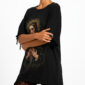 Heilige Maria Strass Oversize Shirt Schwarz mit sakralem Motiv und hochwertigen Strassteinen