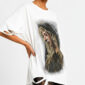 Heilige Maria Strass Oversize Shirt Weiß mit hochwertigem Print und Strassteinen