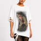 Heilige Maria Strass Oversize Shirt Weiß mit hochwertigem Print und Strassteinen