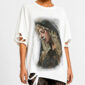 Heilige Maria Strass Oversize Shirt Weiß mit hochwertigem Print und Strassteinen