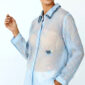 Hellblaue Damen Bluse mit Strass Kragen und Schmetterling Stickerei Großhandel