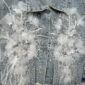 Hellblaue Oversize Damen Jeansweste mit Strass und Spitzenapplikation Großhandel