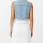 Hellblaue Oversize Damen Jeansweste mit Strass und Spitzenapplikation Großhandel