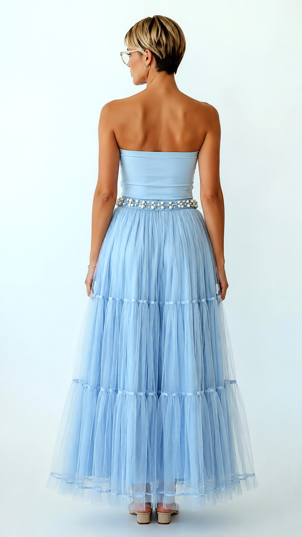 Hellblaue Oversize Damen Tüllrock Maxi mit Perlendetails – Langer Damenrock Großhandel (15) Hellblaue Oversize Damen Tüllrock Maxi mit Perlendetails – Langer Damenrock Großhandel (15)