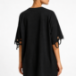 Kreuz Strass Oversize Shirt Schwarz mit Schmuckstein-Kreuz und hochwertigen Strassteinen