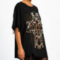 Kreuz Strass Oversize Shirt Schwarz mit Schmuckstein-Kreuz und hochwertigen Strassteinen