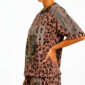 Leoparden Zweiteiler Großhandel, Oversize T-Shirt mit Tiger Strassmotiv und Netzärmeln, passende Shorts im Leopardenprint, rosemodee.de