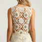 Luxury Boho Häkel Top in Naturbeige mit Perlen, Pailletten und hochwertigen Strassteinen im Ibiza Style