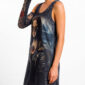 Mona Lisa Tunikakleid Großhandel, Acid Wash mit modern interpretiertem Kunstprint, Strassbrille und Rosentattoo, rosemodee.de