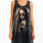 Mona Lisa Tunikakleid Großhandel, Acid Wash mit modern interpretiertem Kunstprint, Strassbrille und Rosentattoo, rosemodee.de