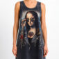 Mona Lisa Tunikakleid Großhandel, Acid Wash mit modern interpretiertem Kunstprint, Strassbrille und Rosentattoo, rosemodee.de