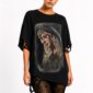 Muttergottes Strass Oversize Shirt in Schwarz mit Maria Motiv und hochwertigen Strassteinen