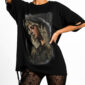 Muttergottes Strass Oversize Shirt in Schwarz mit Maria Motiv und hochwertigen Strassteinen