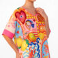 Oversize Amalfi Shirt Großhandel, mediterraner Print mit Amore Schriftzug, Pailletten Zitrusfrüchten und Strassherz, rosemodee.de