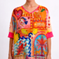Oversize Amalfi Shirt Großhandel, mediterraner Print mit Amore Schriftzug, Pailletten Zitrusfrüchten und Strassherz, rosemodee.de