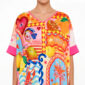 Oversize Amalfi Shirt Großhandel, mediterraner Print mit Amore Schriftzug, Pailletten Zitrusfrüchten und Strassherz, rosemodee.de