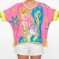 Oversize Gepard Shirt Großhandel, Pop Art Print mit Strassfell und buntem Dschungelmotiv, rosemodee.de