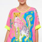 Oversize Gepard Shirt Großhandel, Pop Art Print mit Strassfell und buntem Dschungelmotiv, rosemodee.de