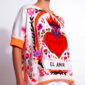 Oversize Herz Shirt Großhandel, Shirt mit flammendem Herz, El Amor Schriftzug und Strassbesatz im Folk Art Stil, rosemodee.de