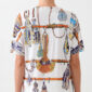 Print Shirt Großhandel Tencel, illustrativer Quasten und Kordel Print mit funkelndem Strassanhänger, rosemodee.de