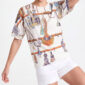 Print Shirt Großhandel Tencel, illustrativer Quasten und Kordel Print mit funkelndem Strassanhänger, rosemodee.de