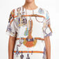 Print Shirt Großhandel Tencel, illustrativer Quasten und Kordel Print mit funkelndem Strassanhänger, rosemodee.de