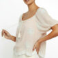 Pudra Oversize Damen Bluse mit Spitze, Strass und Carmen Ausschnitt