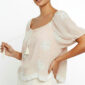 Pudra Oversize Damen Bluse mit Spitze, Strass und Carmen Ausschnitt