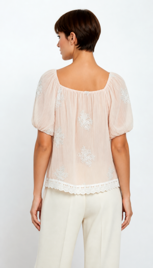 Pudra Oversize Damen Bluse mit Spitze und Strass Großhandel (6) Pudra Oversize Damen Bluse mit Spitze, Strass und Carmen Ausschnitt