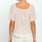 Pudra Oversize Damen Bluse mit Spitze, Strass und Carmen Ausschnitt