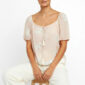Pudra Oversize Damen Bluse mit Spitze, Strass und Carmen Ausschnitt
