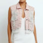 Pudra Oversize Damen Jeansweste mit Strass und Spitzenapplikation Großhandel