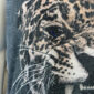 Raubkatze Tunikakleid Großhandel, Acid Wash mit brüllendem Leopardenkopf und Strassgesicht, rosemodee.de