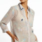 Rosa Damen Bluse mit Strass Kragen und Schmetterling Stickerei Großhandel
