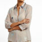 Rosa Damen Bluse mit Strass Kragen und Schmetterling Stickerei Großhandel