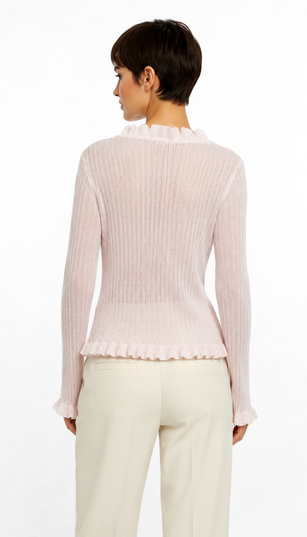 Rosa Oversize Damenbluse mit 3D-Blumen und Perlendetails (5) Rosa Oversize Damen Bluse mit 3D-Blumen und Perlendetails Großhandel