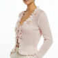 Rosa Oversize Damen Bluse mit 3D-Blumen und Perlendetails Großhandel