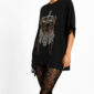 Royal Bulldog Strass Oversize Shirt Schwarz mit Kronenmotiv und hochwertigen Strassteinen