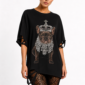 Royal Bulldog Strass Oversize Shirt Schwarz mit Kronenmotiv und hochwertigen Strassteinen