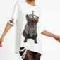 Royal Bulldog Strass Oversize Shirt Weiß mit Kronenmotiv und hochwertigen Strassteinen