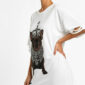 Royal Bulldog Strass Oversize Shirt Weiß mit Kronenmotiv und hochwertigen Strassteinen