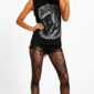 Schwarzes Gothic Tank Top Großhandel – Muscle-Tank mit mystischem Kronen-Figur-Digitalprint, vollflächigem Silber- und Schwarzstrass-Besatz – rosemodee.de