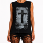 Schwarzes Kreuz Tank Top Großhandel – Muscle-Tank mit gotischem Kreuz-Digitalprint, Totenkopf-Nieten-Rahmen, Dripping-Effekt und schwarzem Strassbesatz – rosemodee.de