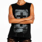 Schwarzes Kreuz Tank Top Großhandel – Muscle-Tank mit gotischem Kreuz-Digitalprint, Totenkopf-Nieten-Rahmen, Dripping-Effekt und schwarzem Strassbesatz – rosemodee.de
